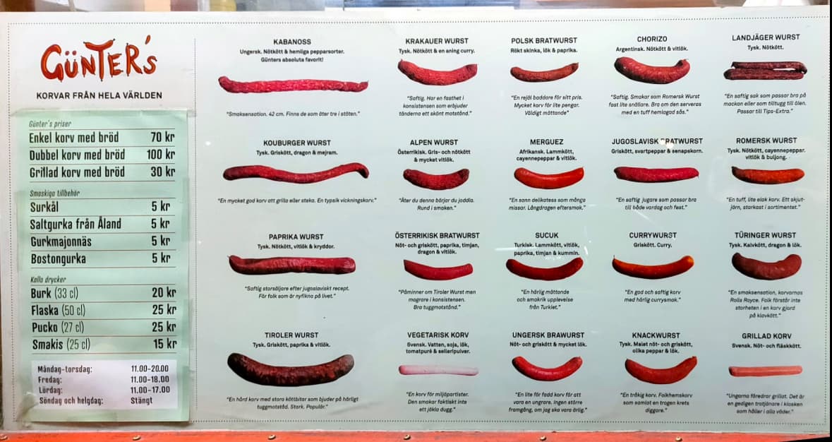 The menu in all its glory!