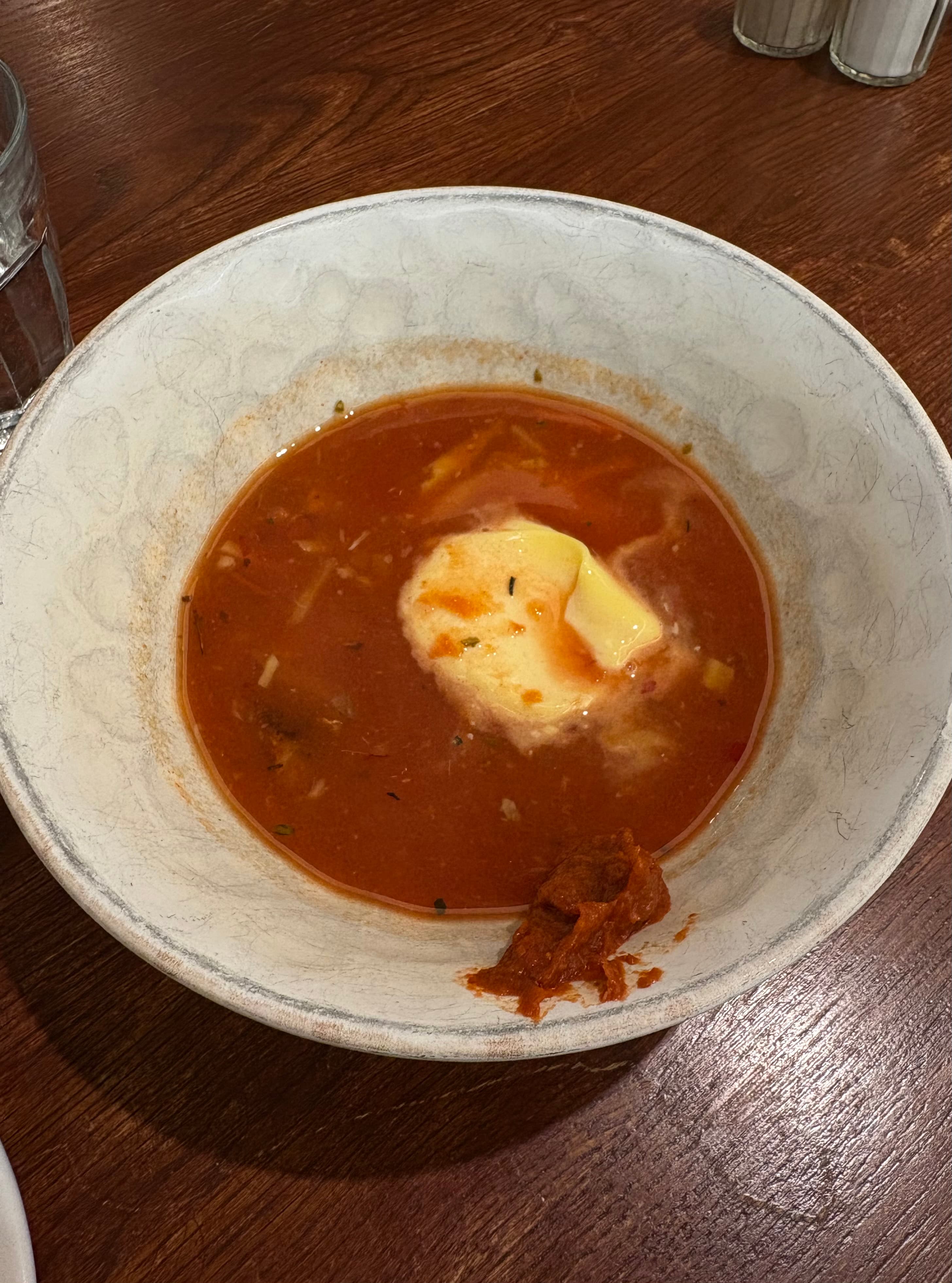 Complimentary refill of fish soup