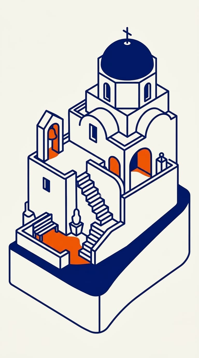 Illustration of Santorini architecture